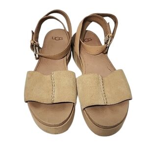 UGG Australia‎ Tan Marchella Open Toe Suede Platform Sandals Size 7.5